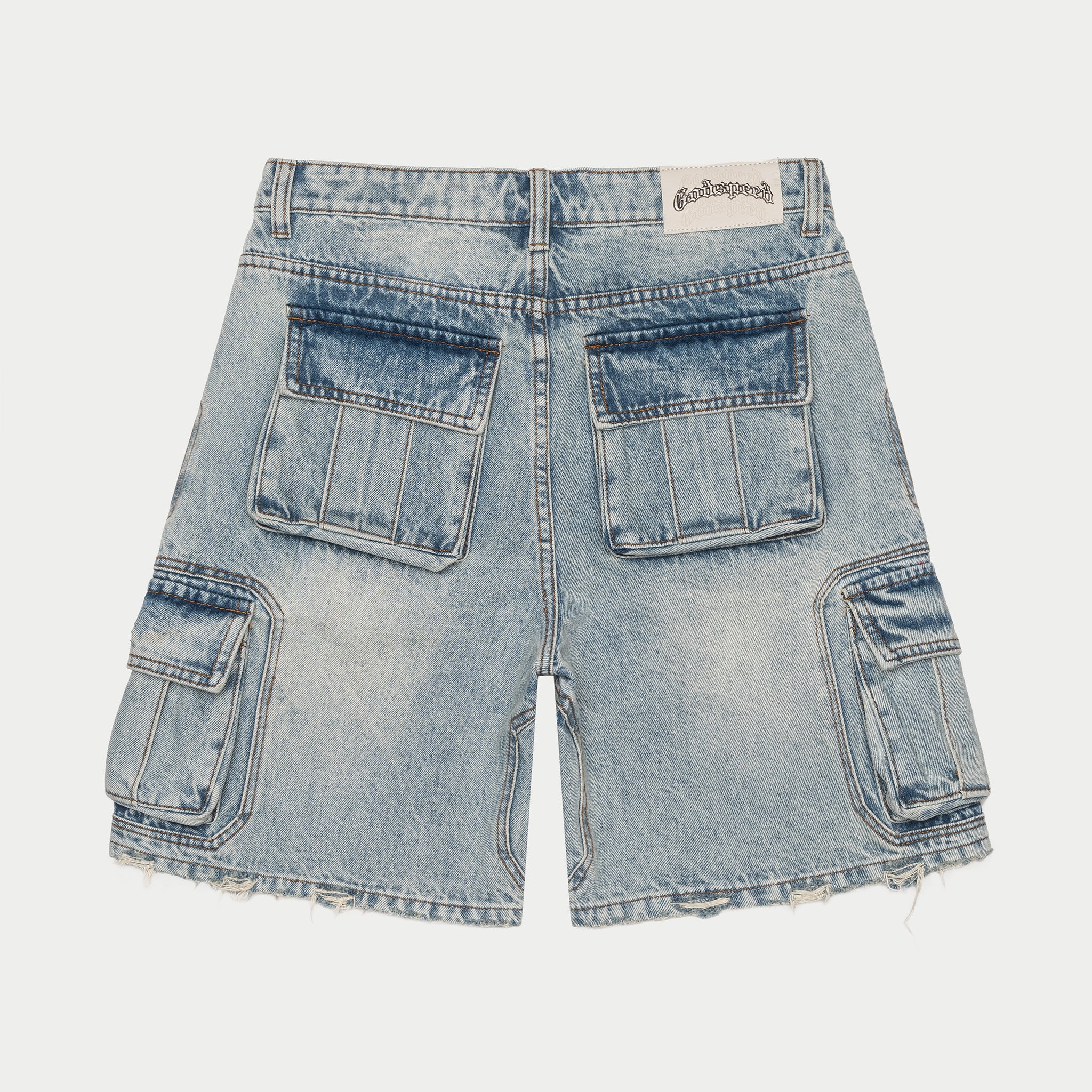 Octagon Cargo Denim Shorts (Blue) - Image 4