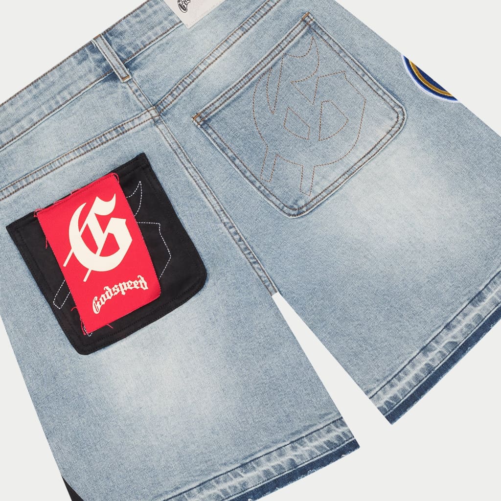 Patchwork Denim Shorts V2 (Blue) - Image 4