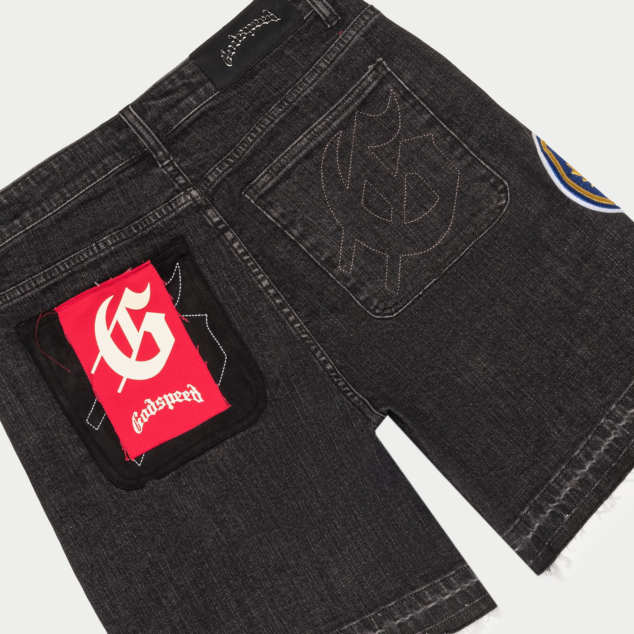 Patchwork Denim Shorts V2 (Black) - Image 3